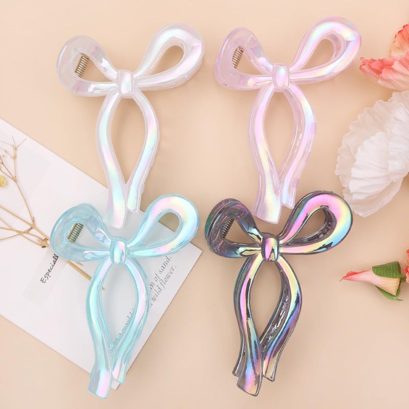 PWEOUKE 4 Pcs Bow Hair Clips Elegant Hair Claw Butterfly Hair Accessories for Girls Nonslip Butterfly Clips Hair Styling Accessories for Women - Image 1