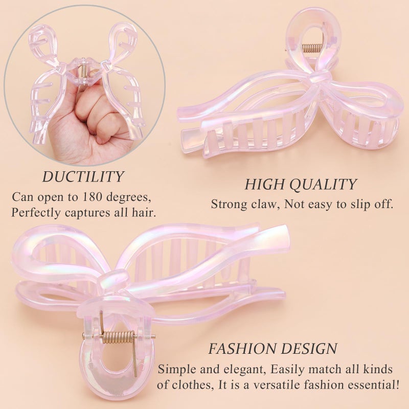PWEOUKE 4 Pcs Bow Hair Clips Elegant Hair Claw Butterfly Hair Accessories for Girls Nonslip Butterfly Clips Hair Styling Accessories for Women - Image 3