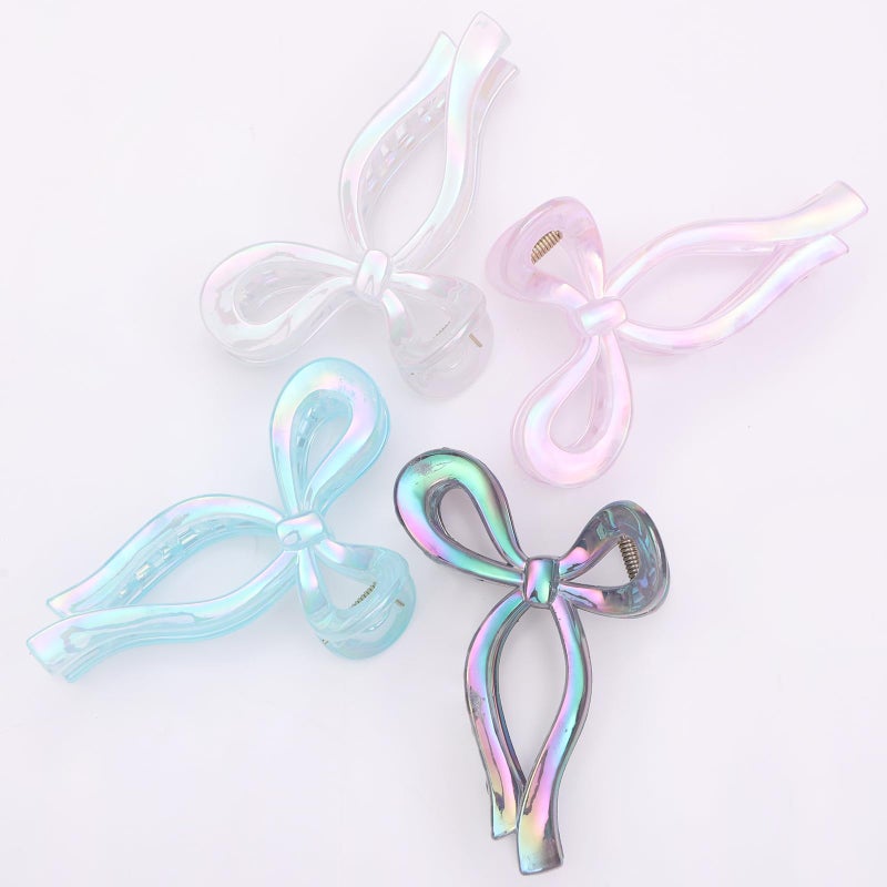 PWEOUKE 4 Pcs Bow Hair Clips Elegant Hair Claw Butterfly Hair Accessories for Girls Nonslip Butterfly Clips Hair Styling Accessories for Women - Image 2