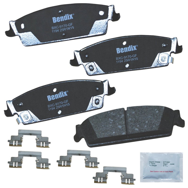 Bendix Priority1 CFC1194 Ceramic Rear Brake Pads for Select Models Cadillac EscaladeEscalade ESVEXTChevrolet AvalancheSilverado 15001500 ClassicSuburbanSuburban TahoeGMC SierraSierra Yukon