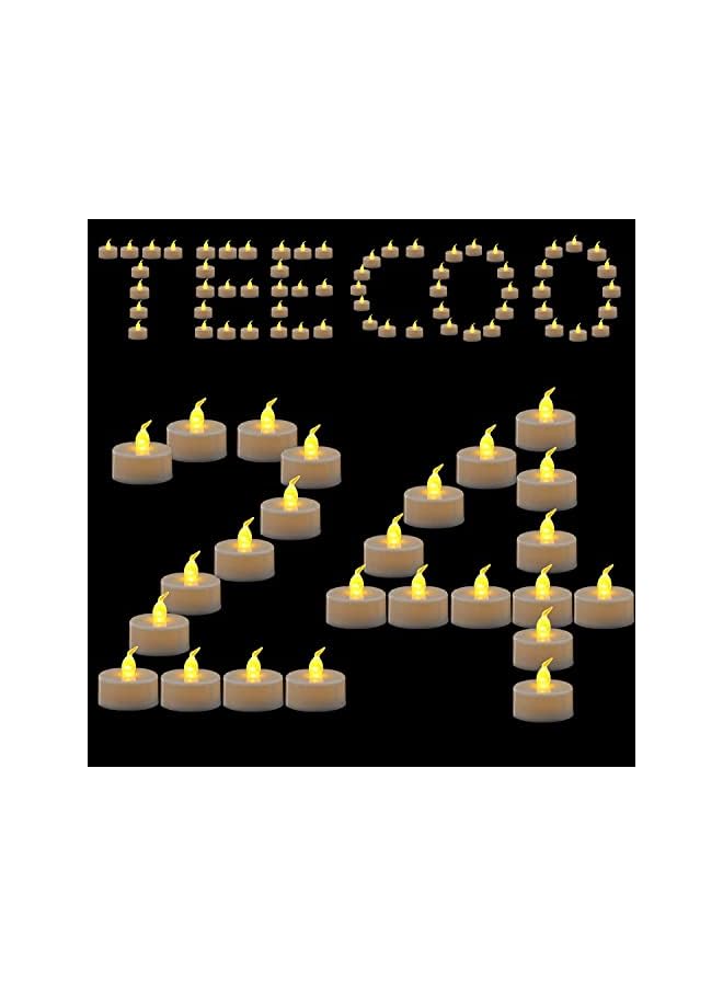 The Bros 24pcs Glass LED Flameless Candles,Bright Tealights,Electric Candles,Battery Tea Lights Flickering Realistic LED Tealights Long Lasting Operated Candles Decoration for Party Home Wedding - Image 3