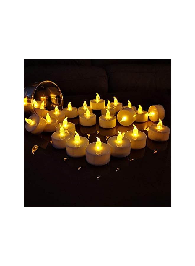 The Bros 24pcs Glass LED Flameless Candles,Bright Tealights,Electric Candles,Battery Tea Lights Flickering Realistic LED Tealights Long Lasting Operated Candles Decoration for Party Home Wedding - Image 2