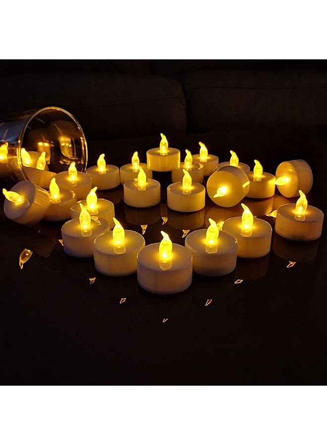 The Bros 24pcs Glass LED Flameless Candles,Bright Tealights,Electric Candles,Battery Tea Lights Flickering Realistic LED Tealights Long Lasting Operated Candles Decoration for Party Home Wedding - Image 1