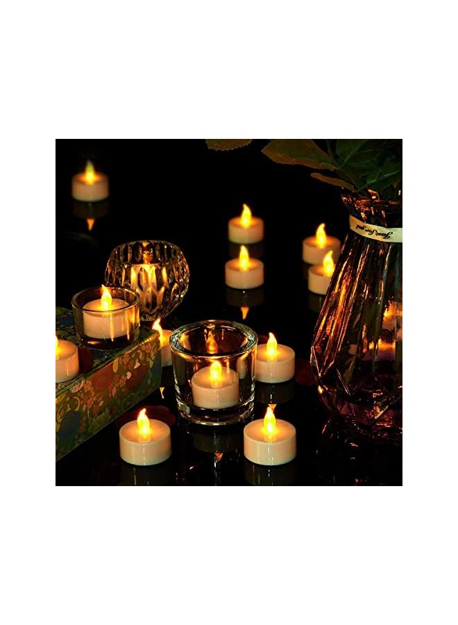 The Bros 24pcs Glass LED Flameless Candles,Bright Tealights,Electric Candles,Battery Tea Lights Flickering Realistic LED Tealights Long Lasting Operated Candles Decoration for Party Home Wedding - Image 5