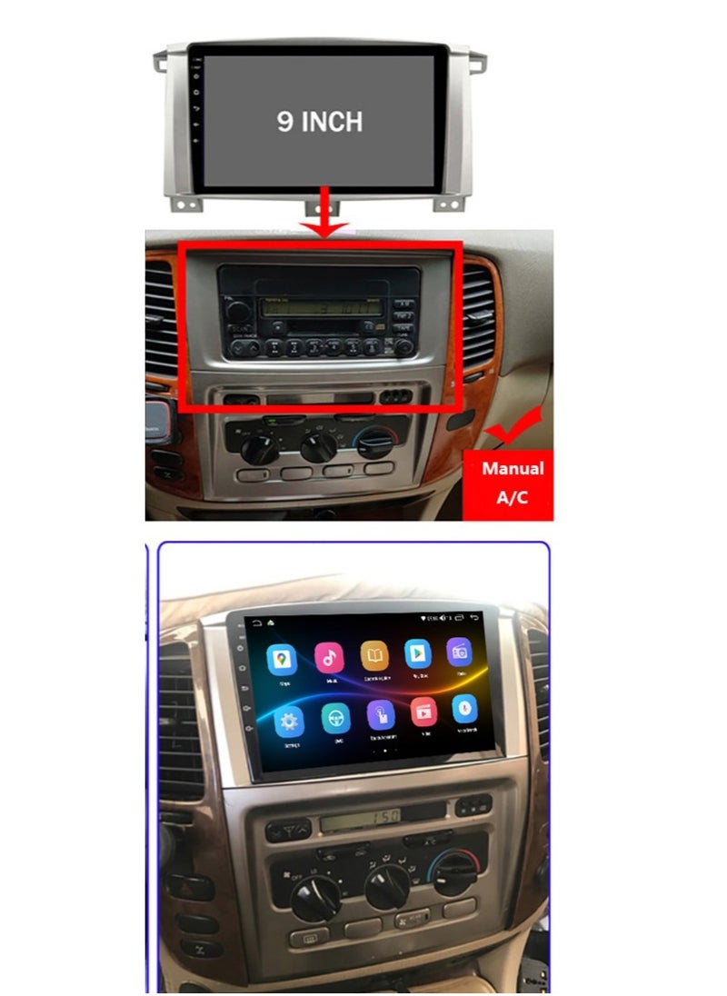 For Toyota Land Cruiser 2002-2007 GXR LC 100 Android Car Stereo 4GB RAM Support Apple Carplay Android Auto Wireless Fast Interface Quick Boot AHD Camera Included SIM Card Support Bluetooth USB