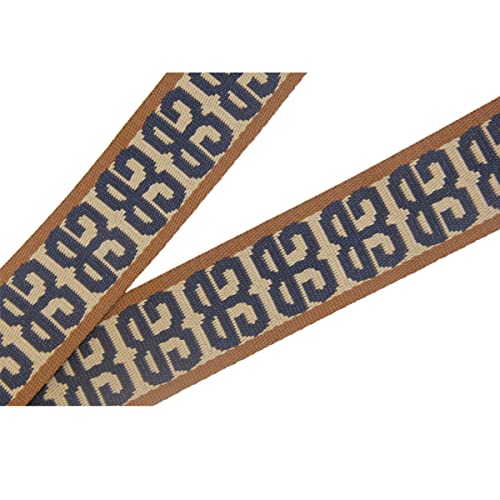 Duwi Wide Purse Strap Multicolor Striped Guitar Style Strap Adjustable Canvas Crossbody Bag Strap(black,purplish blue,pattern) - Image 2