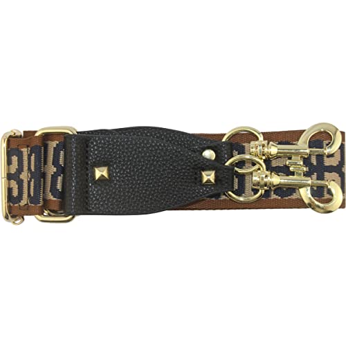 Duwi Wide Purse Strap Multicolor Striped Guitar Style Strap Adjustable Canvas Crossbody Bag Strap(black,purplish blue,pattern) - Image 4