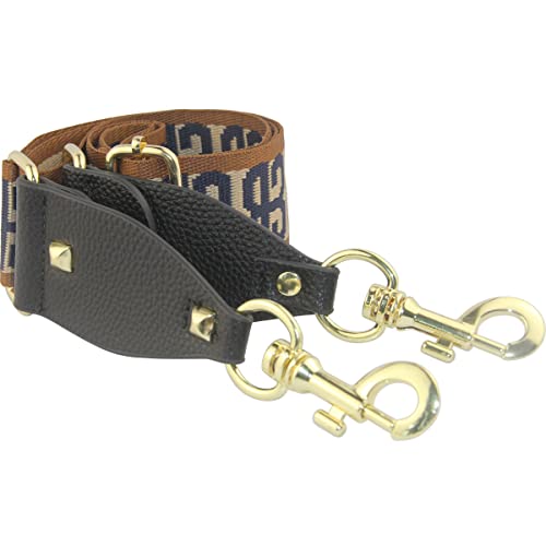 Duwi Wide Purse Strap Multicolor Striped Guitar Style Strap Adjustable Canvas Crossbody Bag Strap(black,purplish blue,pattern) - Image 3
