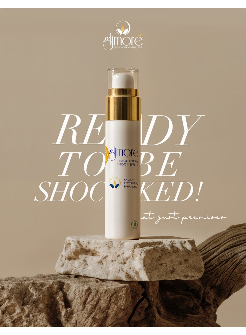 Glimore Shock Effect Face Cream 50 ml – Instant Wrinkle-Smoothing & Firming Primer – Rose Water + Hyaluronic Acid + Sweet Almond & Rose-Hip Oils – Pre-Makeup Flash Treatment – All Skin Types - Image 4
