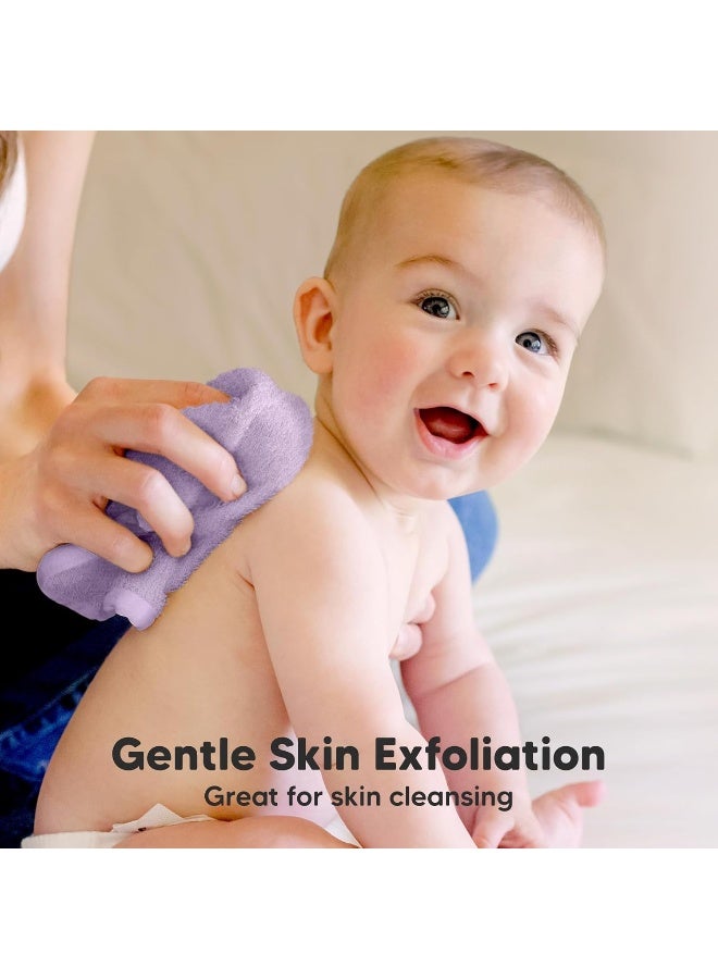 كيابيبيز 6-Pack Organic Baby Washcloths - Soft Bamboo Washcloth, Baby Wash Cloths, Baby Wash Cloth for Newborn, Kids, Baby Towels, Baby Bath Essentials, Face Towel, Face Cloths for Washing Face (Soft Lilac) - Image 3