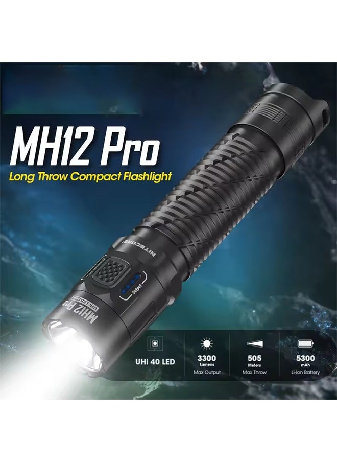 NITECORE NITECORE MH12 Pro USB-C Rechargeable Compact Flashlight 505 Meters Tactical Torch UHi 40 LED Beam  - Image 1