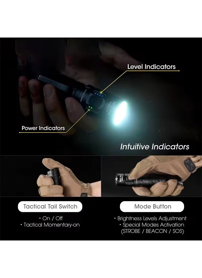 NITECORE NITECORE MH12 Pro USB-C Rechargeable Compact Flashlight 505 Meters Tactical Torch UHi 40 LED Beam  - Image 3