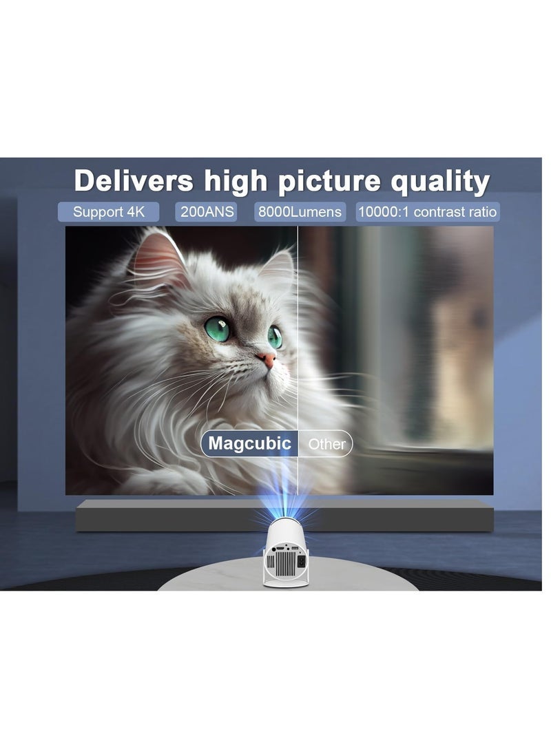 Free Style Projector for Home 4K support 720P Native HD Portable Projector Android 11 YouTube Builtin Apps 5G WiFi Auto Keystone 3500 lumens (350 ANSI) 3 Watt Speaker 176" Screen Compatible 4K TV Stic - Image 2