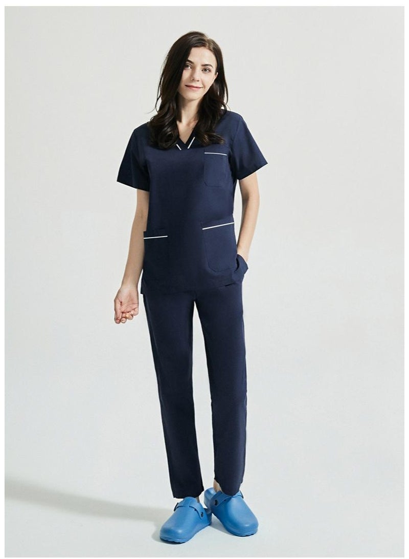 NIBEMINENT Nurse's Summer Thin Short Sleeved Polyester Cotton Hand Wash Suit Women, Operating Room Dentist's Set - Image 2