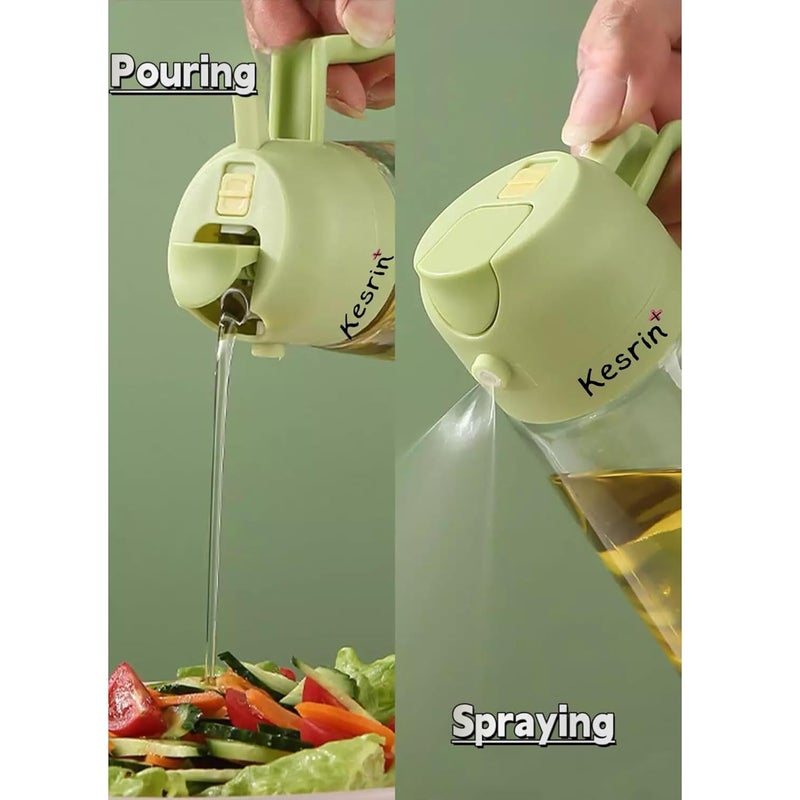 KESRINPLUS 16oz Olive Oil Dispenser Bottle for Kitchen 2 in 1 Oil Dispenser and Oil Sprayer for Cooking Air Fryer Salad 470ml Olive Oil Sprayer Green - Image 5