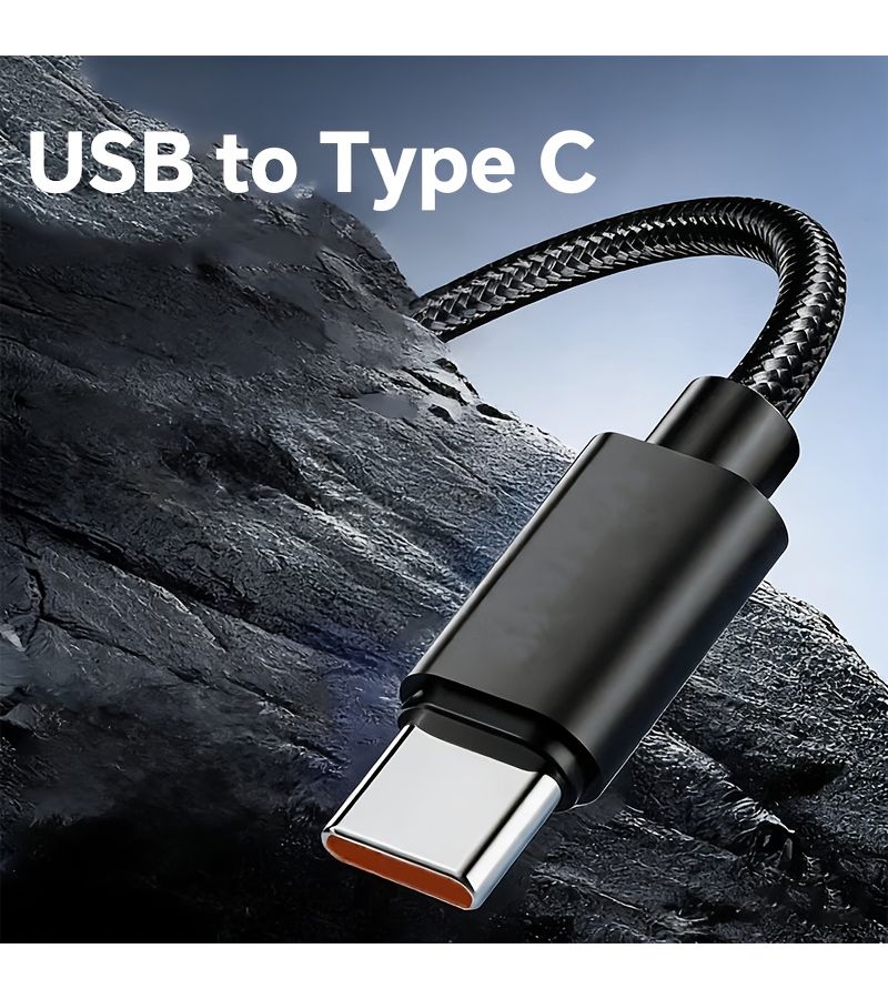 كابل شحن من النايلون المضفر من USB إلى Type C بطول 6.56 قدم، كابل USB-C مضفر من النايلون لشحن الهاتف ومزامنة البيانات - Image 5
