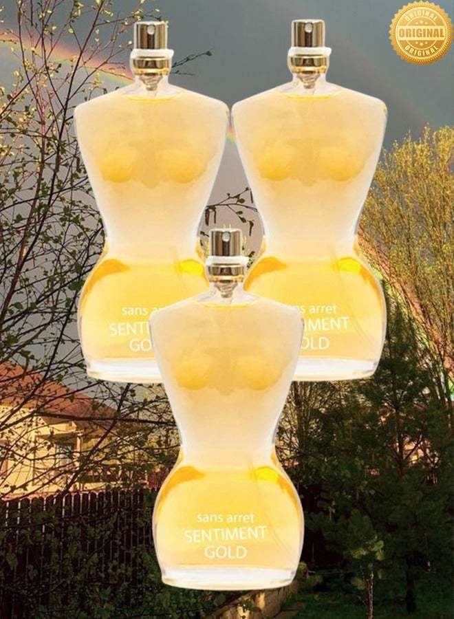Gold 3 Pieces Sans Arret Sentiment Gold Perfume 100ml EDP - Image 1