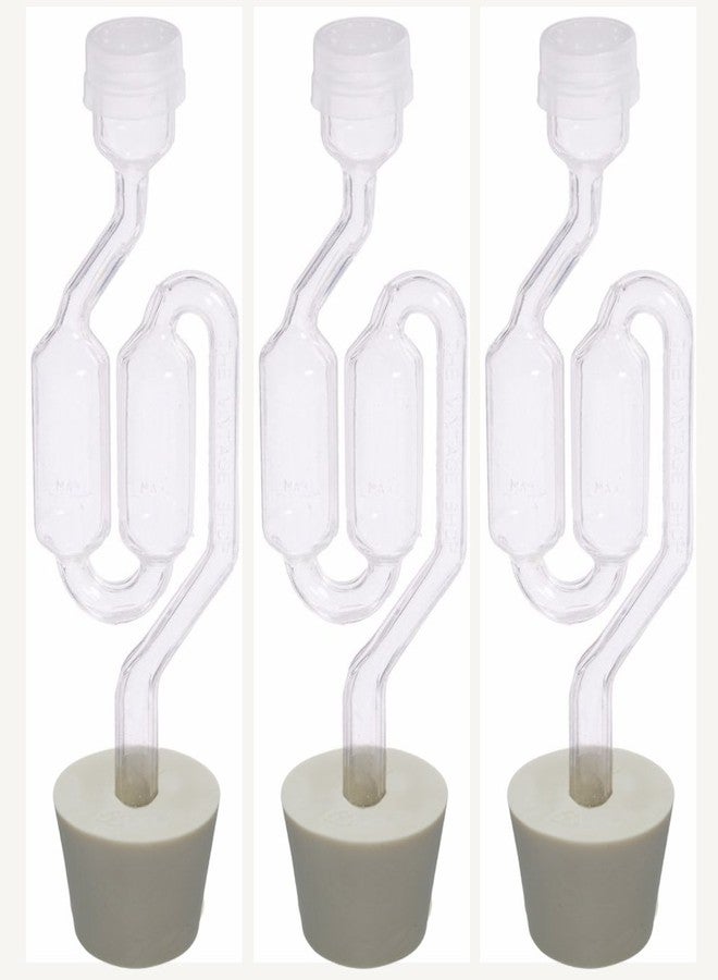 Vintage Shop S-Shape Airlock with #7 Stopper, (Bubble Airlock)(Pack of 3) - Image 1
