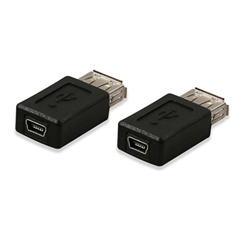 2 Pack USB 2.0 A Female to USB B Mini 5 Pin Female Adapter Converter for printer connectivity, durable plastic housing, black, compact design and reliable signal transmission - Image 4
