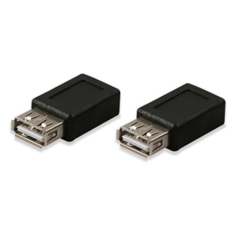 2 Pack USB 2.0 A Female to USB B Mini 5 Pin Female Adapter Converter for printer connectivity, durable plastic housing, black, compact design and reliable signal transmission - Image 3