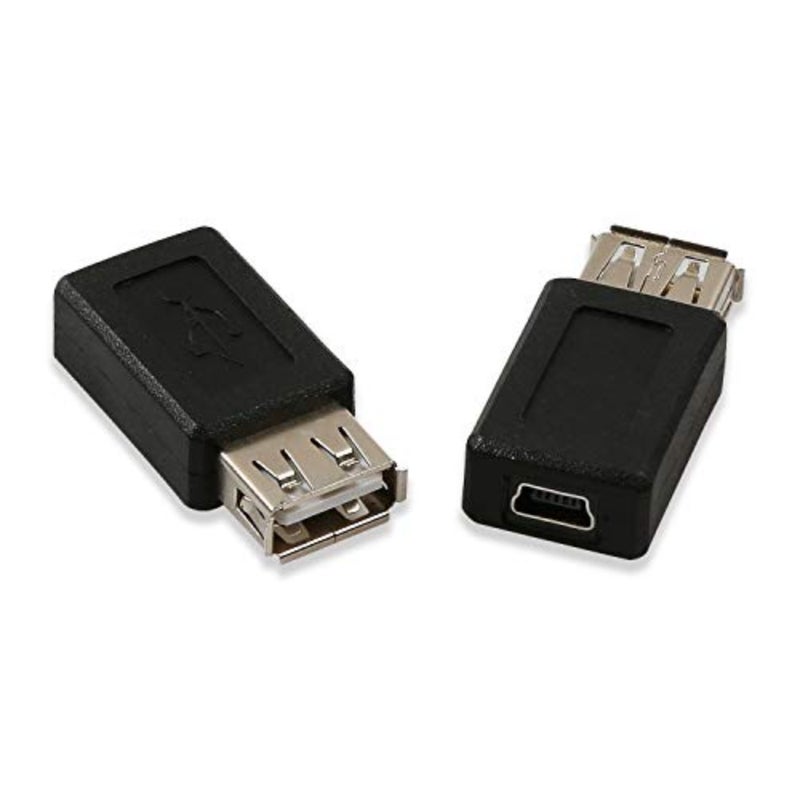 2 Pack USB 2.0 A Female to USB B Mini 5 Pin Female Adapter Converter for printer connectivity, durable plastic housing, black, compact design and reliable signal transmission - Image 5
