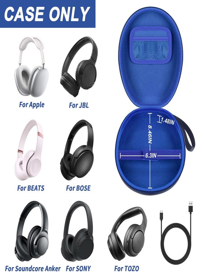 Comecase Universal Headphone Case Comepatible with JBL/for Beats/for Sony/for Bose Max Over Ear Headphone and More, Travel Carrying Box for Bluetooth Wireless Headset (Blue) - Image 2