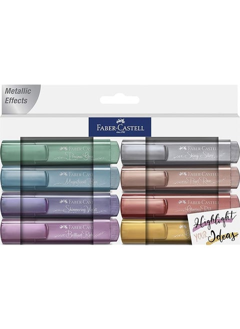 Metallic Highlighter Set Assortment Of 8 Subtle Glitter Highlighter Markers Note Taking And Journaling Supplies