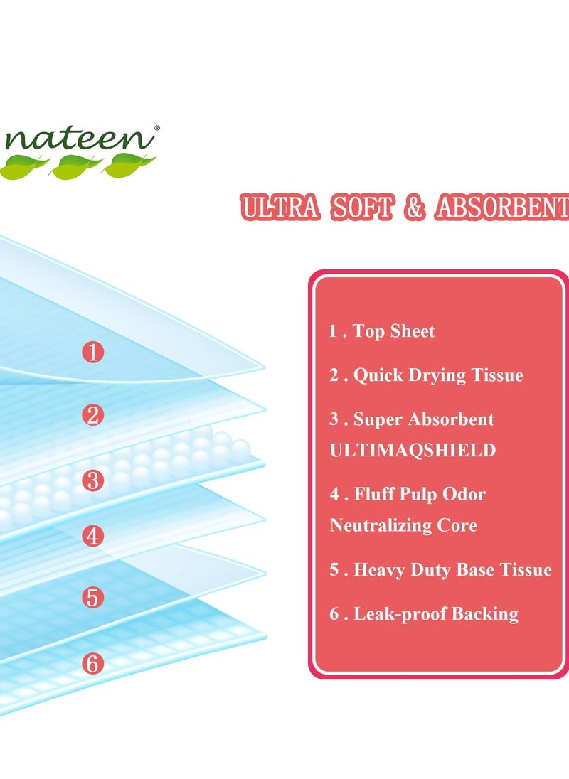 nateen وسادات داخلية للاستعمال مرة واحدة، مقاس 60 × 90 سم، 20 قطعة من وسادات سلس البول، سجادات تغيير الحفاضات للأطفال، وسادات سرير عالية الامتصاص، وسادات حماية للمرتبة.  - Image 2