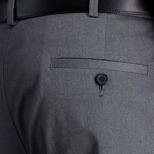 Haggar mens Premium No Iron Khaki Classic Fit Expandable Waist Flat Front Pant, Charcoal Heather, 44Wx32L - Image 2