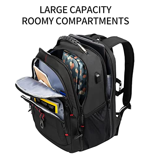 KROSER Travel Laptop Backpack 18.4 inch XXXL Computer Backpack Stylish College Backpack with RFID Pockets USB Charging Port REFLECTIVE STRIPS Water-Repellent Daypack for Business/Men - Image 3