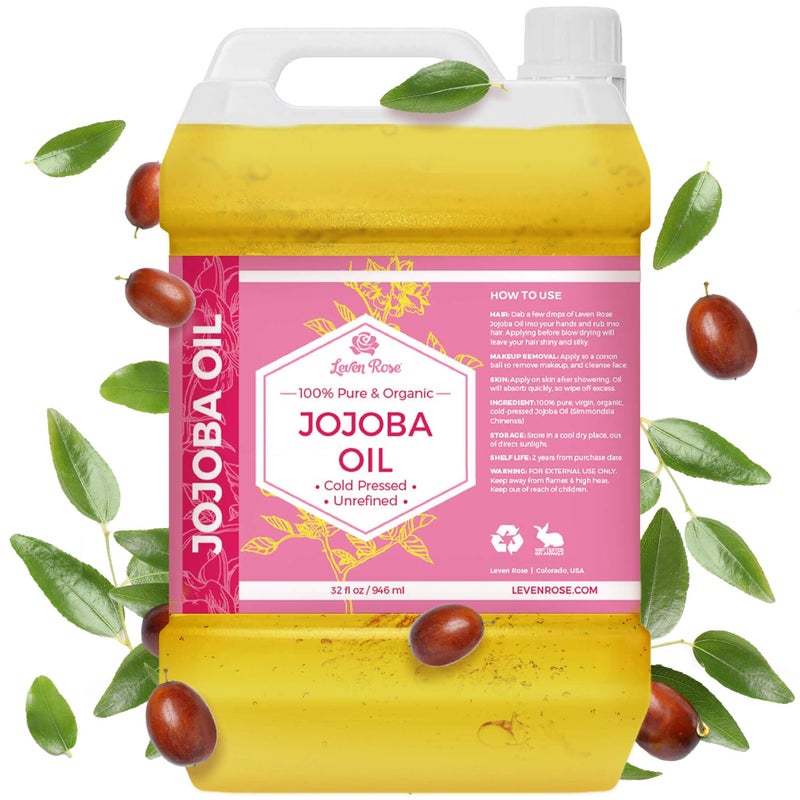 Leven Rose Jojoba Oil Bulk Wholesale Large 32 oz for Soap, Skin, Hair and Nails - Image 1