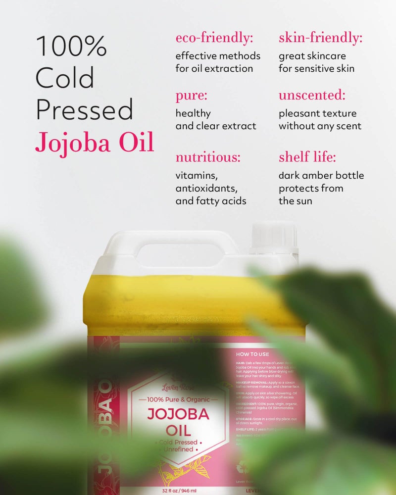 Leven Rose Jojoba Oil Bulk Wholesale Large 32 oz for Soap, Skin, Hair and Nails - Image 2