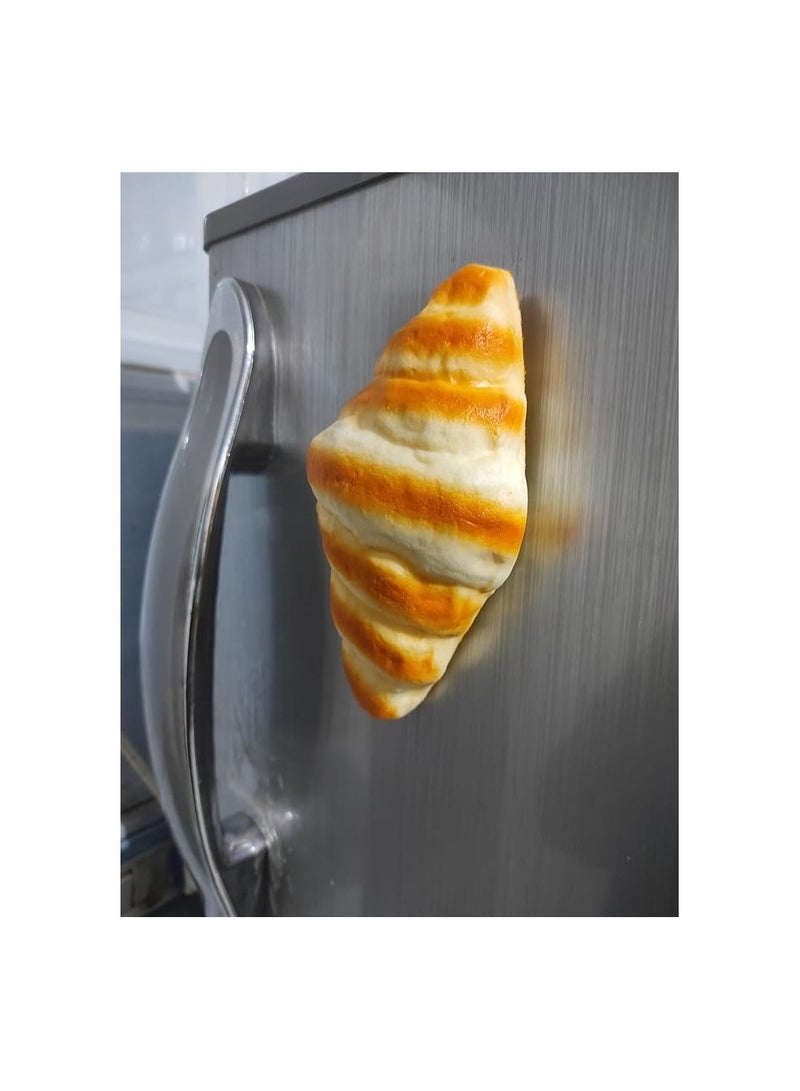 Real 3D Resin House Accessories Foods Freeze Magnets Sticker Refrigerator, Magnet Sticker Fake Bread Shapes, Slice Toast French Bread Fino, Batee and Patty Fridge Sticker Refrigerator (Croissant) - Image 1