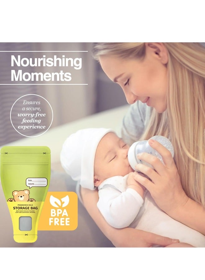 30Pcs Milk Powder Storage Bags, Portable Breastmilk Storage Bags with Free Marker Pen and Write-On Label , Disposable Baby Formula Storage Bag, Double Sealed Storing Bags, Leak Proof Milk Powder Pouches, Milk Powder Dispenser, Milk Freezer Pouches for Outdoor Fresh Keeping, Space Saving Flat Profile - Image 3