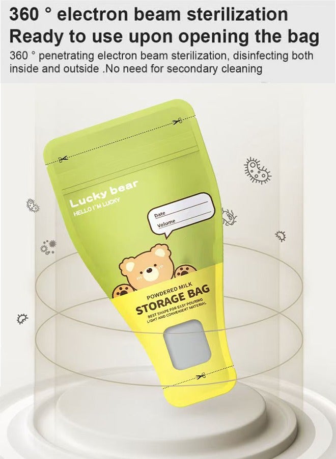 30Pcs Milk Powder Storage Bags, Portable Breastmilk Storage Bags with Free Marker Pen and Write-On Label , Disposable Baby Formula Storage Bag, Double Sealed Storing Bags, Leak Proof Milk Powder Pouches, Milk Powder Dispenser, Milk Freezer Pouches for Outdoor Fresh Keeping, Space Saving Flat Profile - Image 4