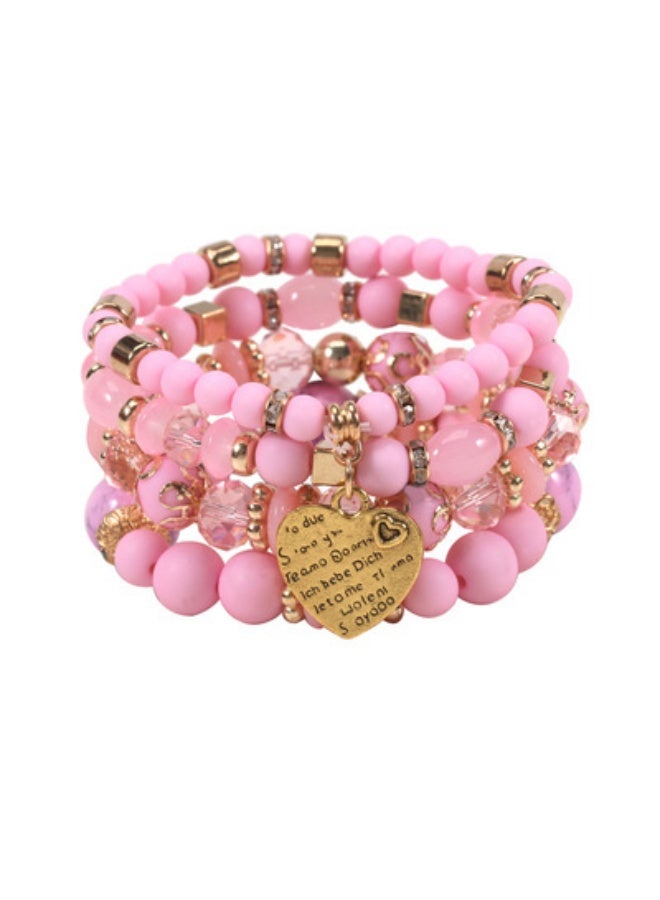 NIBEMINENT Bohemian Beaded Peach Heart Love Bracelet - Wholesale European and American Jewelry
