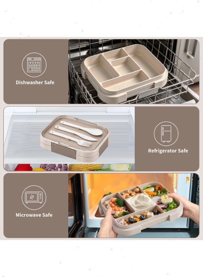 Lunch Box for Kids, 5 Compartment 1000ML Bento Box, Microwave Safe Leak-Proof Food Container for School, Picnic & Outdoor Travel - Image 4
