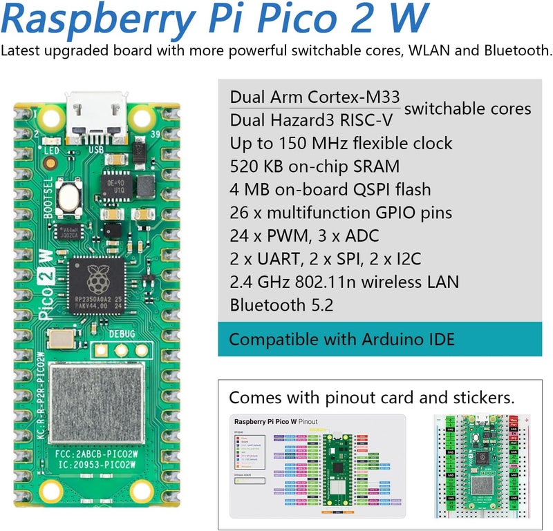 FREENOVE Basic Starter Kit for Raspberry Pi Pico 2 W (Included), Dual Arm Cortex-M33 and Dual Hazard3 RISC-V Microcontroller, 386-Page Detailed Tutorial, 142 Items, 55 Projects, Python C Code - Image 3