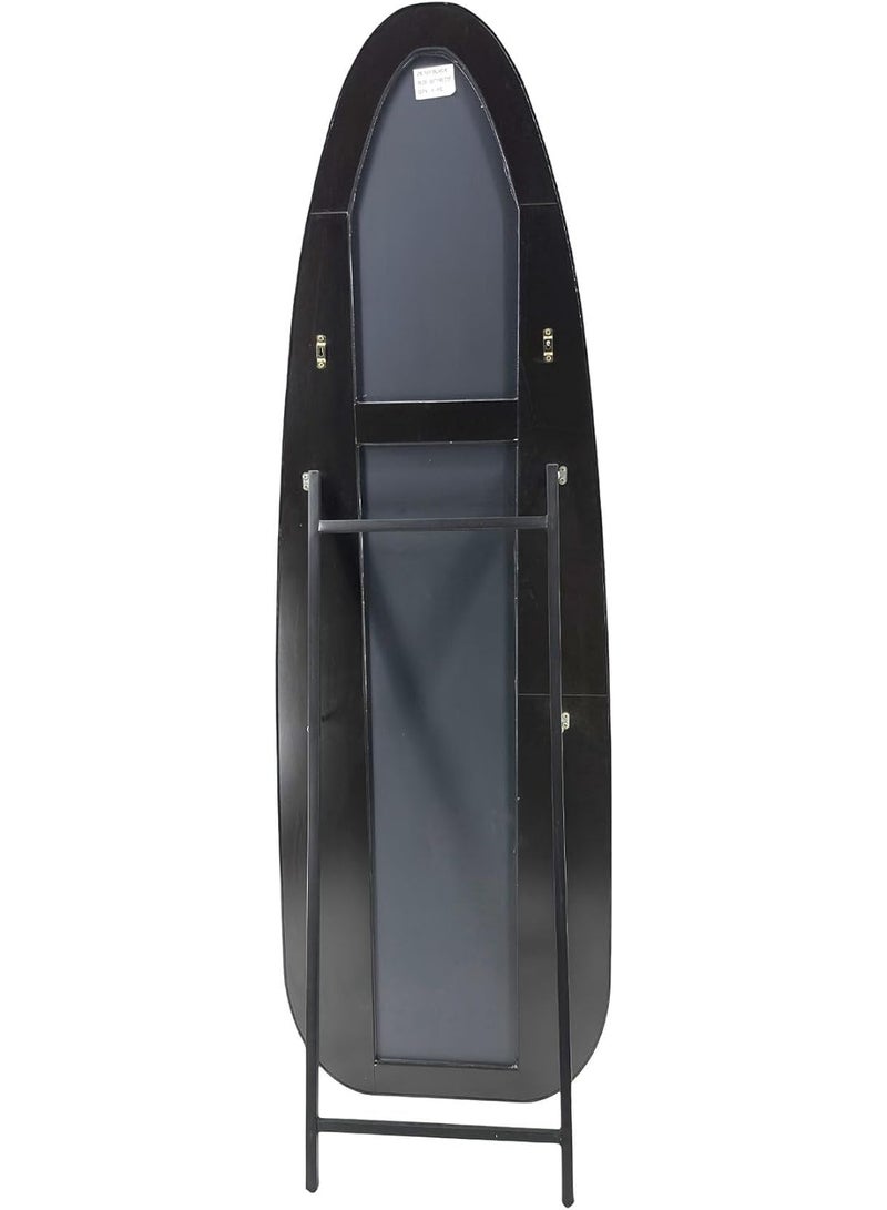 ديكور هيلز مرآة ديكور هيلز كاملة الطول بتصميم بيضاوي - مرآة كبيرة قائمة ومثبتة على الحائط مع حامل معدني قابل للطي، زجاج مقاوم للكسر، إطار من البولي فينيل كلوريد مع ظهر من الخشب متوسط ​​الكثافة لغرفة النوم وغرفة المعيشة، لون أسود - قطعة واحدة - Image 3