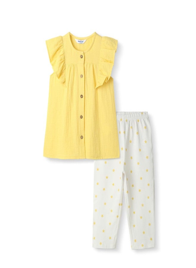 Nautinati Infant Girls Pure Cotton Top with Trousers| I Age 0-3 Years - Image 1