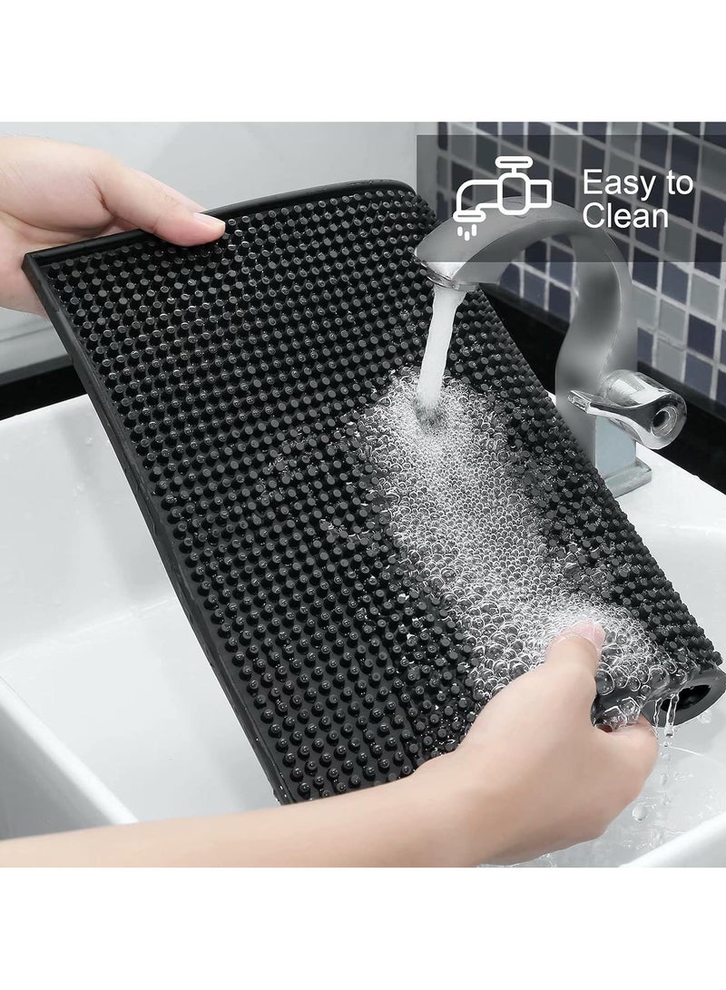 بساط مطاطي لخدمة انسكاب الطعام بساط تجفيف الأطباق من السيليكون اسود وحصائر للقهوة 20 × 40 سم - Image 4