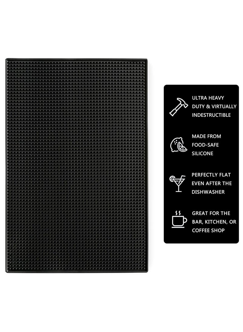 بساط مطاطي لخدمة انسكاب الطعام بساط تجفيف الأطباق من السيليكون اسود وحصائر للقهوة 20 × 40 سم - Image 3