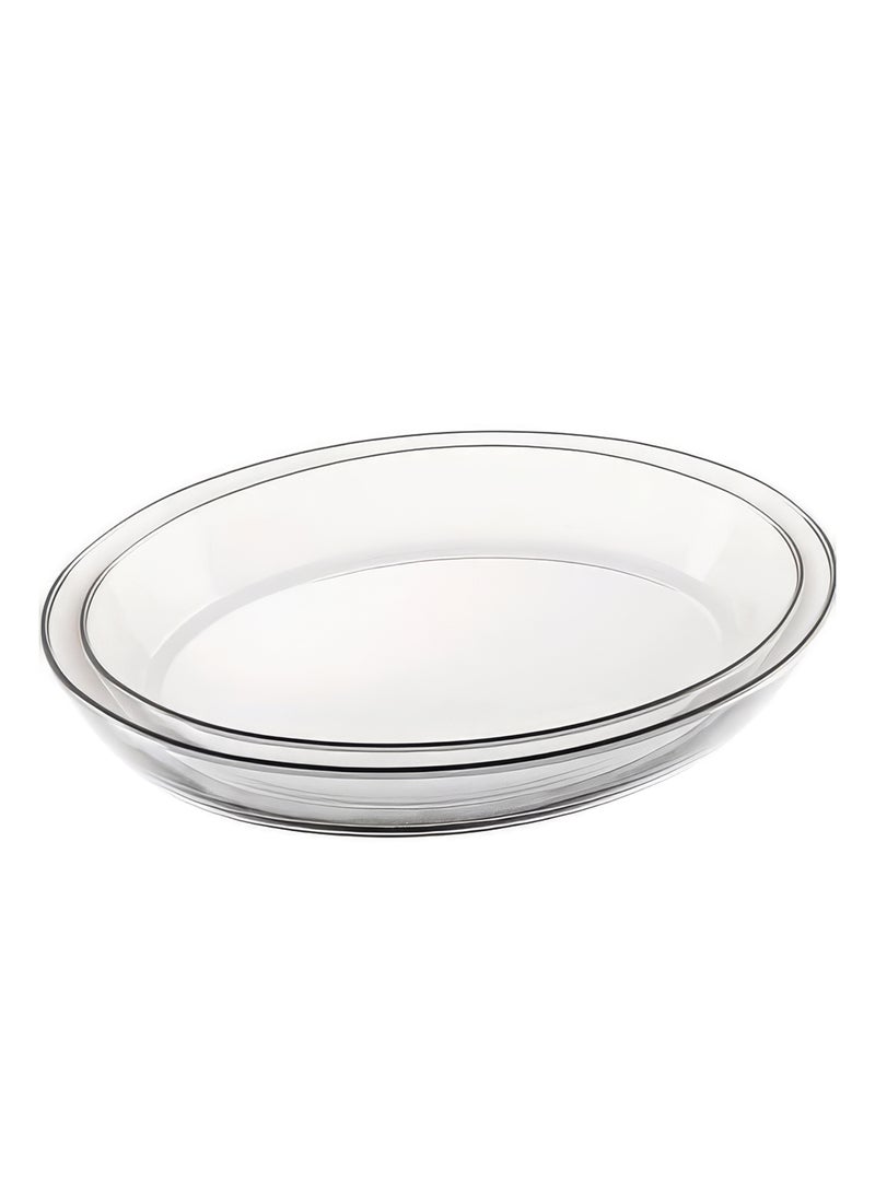 Marinex طقم صينية فرن مارينيكس الزجاجية oval من قطعتين (2.4 لتر + 3.2 لتر) - أدوات خبز شفافة آمنة للفرن لللازانيا، الكعك، البراونيز، الشواء، والكسرولات، طبق زجاجي متين مقاوم للحرارة للاستخدام المنزلي والمطبخ - Image 3