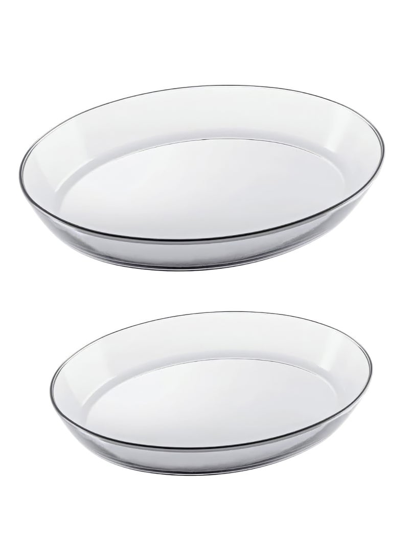 Marinex طقم صينية فرن مارينيكس الزجاجية oval من قطعتين (2.4 لتر + 3.2 لتر) - أدوات خبز شفافة آمنة للفرن لللازانيا، الكعك، البراونيز، الشواء، والكسرولات، طبق زجاجي متين مقاوم للحرارة للاستخدام المنزلي والمطبخ - Image 1