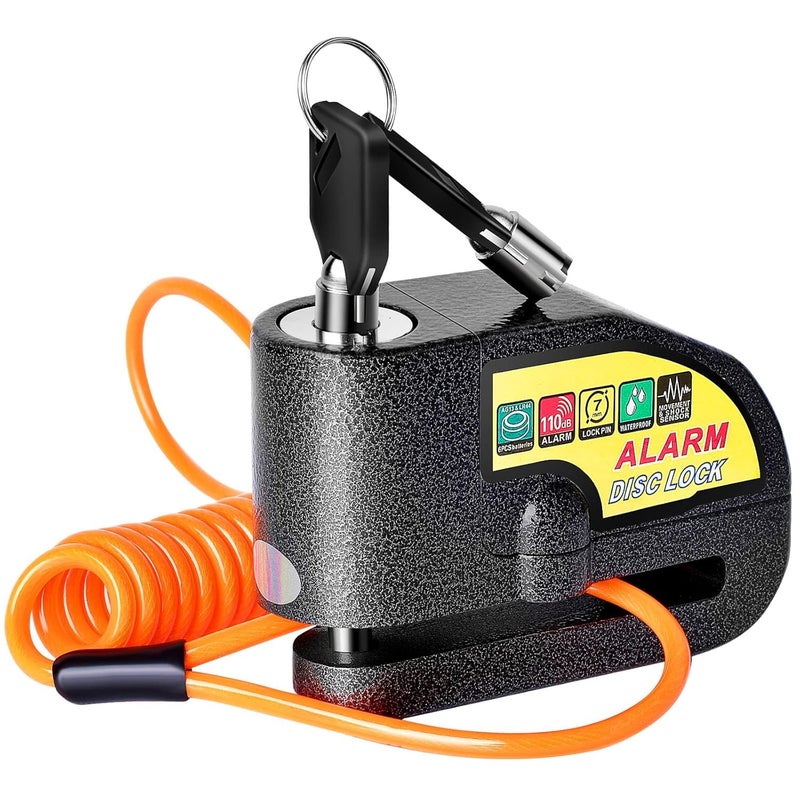 TORIOX Motorcycle Alarm Disc Brake Lock, Anti-Theft Motorcycle/Bicycle Accessories Ultra 110db Alarm Disc Lock | Anti-Theft Security Wheel Lock with Rope 1.5 Meter - Image 1