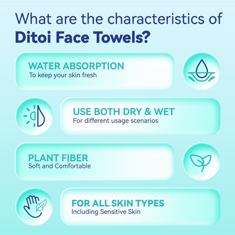 Ditoi Disposable Face Towels,Ultra Thick Face Towelettes XL, Lint-Free Facial Wipes for Makeup Removal & Gentle Skin Care,10"Ã—12",150 Count (3 Pack),Pearl-textured - Image 5