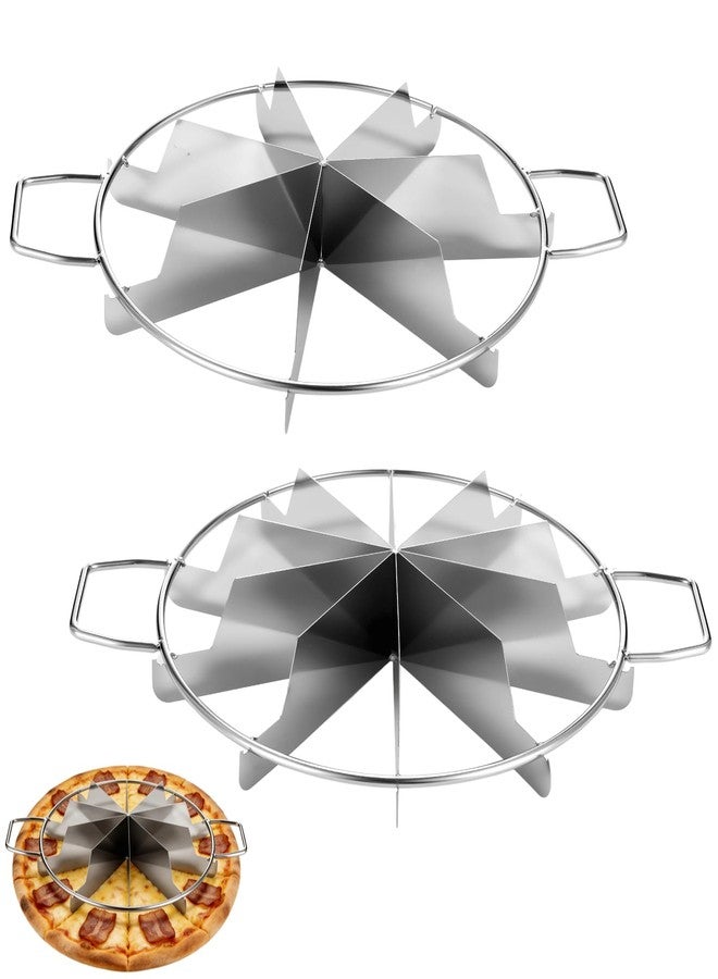 NIMBLOOM 2 PCS Pie Cutter 7 Slice & 10 Slice, Stainless Steel Pizza Divider with Side Handles, Professional Round Pastry Marker for Portion Control, Suitable for Pies Cakes Tarts Desserts - Image 1