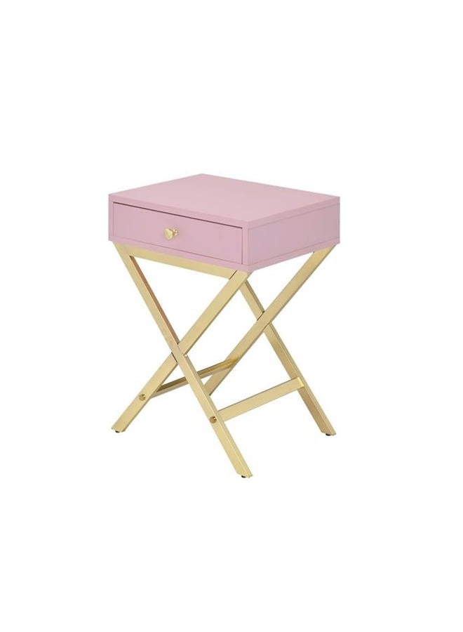 acme Furniture Coleen Side Table, Pink & Gold - Image 1