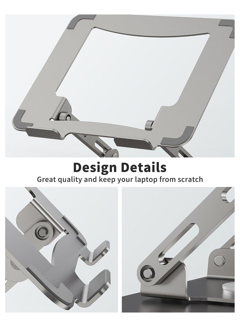 Green Tiger Adjustable Laptop Stand with 360° Rotating Base, Ergonomic Computer Riser for Desk, Adjutable Height Muti-Angle, Foldable Laptop Mount, Stable Metal Holder Support 10-17.3" MacBook Notebook - Image 5