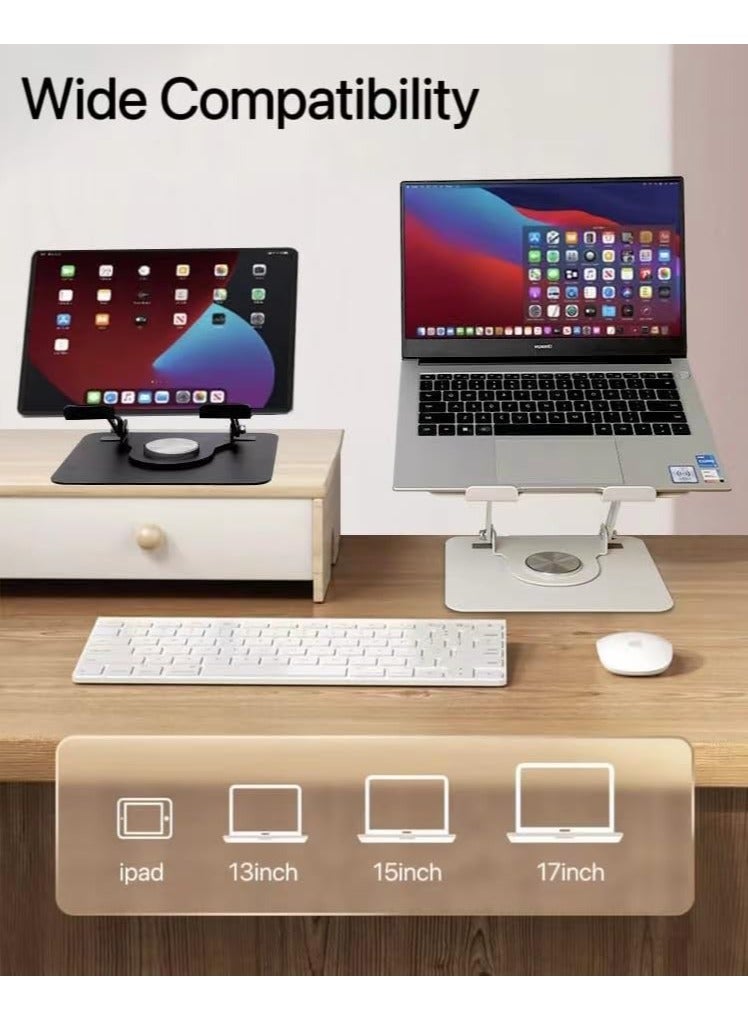 Green Tiger Adjustable Laptop Stand with 360° Rotating Base, Ergonomic Computer Riser for Desk, Adjutable Height Muti-Angle, Foldable Laptop Mount, Stable Metal Holder Support 10-17.3" MacBook Notebook - Image 4